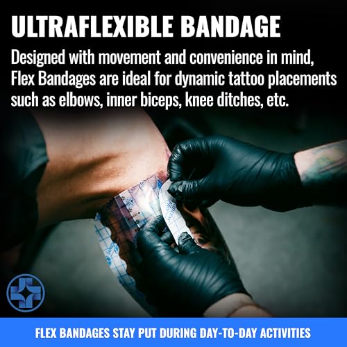 Saniderm Flex Tattoo Aftercare Bandage (New) (3 Sheets, 6 in x 8 in) – Convenient, Faster Tattoo Healing and Protection – Sterile, Waterproof, Ultra Flexible, Tatoo Aftercare Wrap – Matte Finish