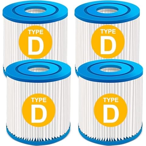KGC Type D Pool Filter Cartridge Compatible with Summer Waves, Above Ground Swimming Pool Pump Filter Cartridge Replacement (4 Pack) Cover