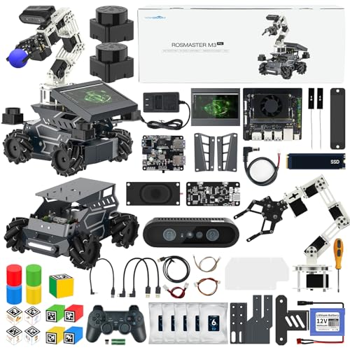 Image of Yahboom ROS2 Robot Kit with Jetson Orin Nano 8GB Super Large AI Model with 6DOF Robotic Arm, 7-inch HD Display,AI Voice Interaction Module Provides AI Vision App Control