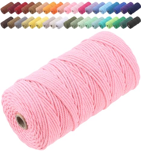 GOHOF Macrame Cord 3mm x 150m Premium Cotton Macrame Rope, 4 Strand Twisted Soft Cotton Cord
