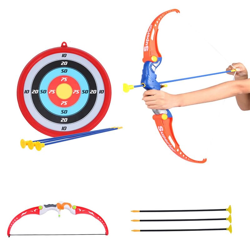 BELLABOTA Bow and Arrow Archery Set with 3 Suction Cup Arrows Target Board Easy to Use Toys (Multicolor)