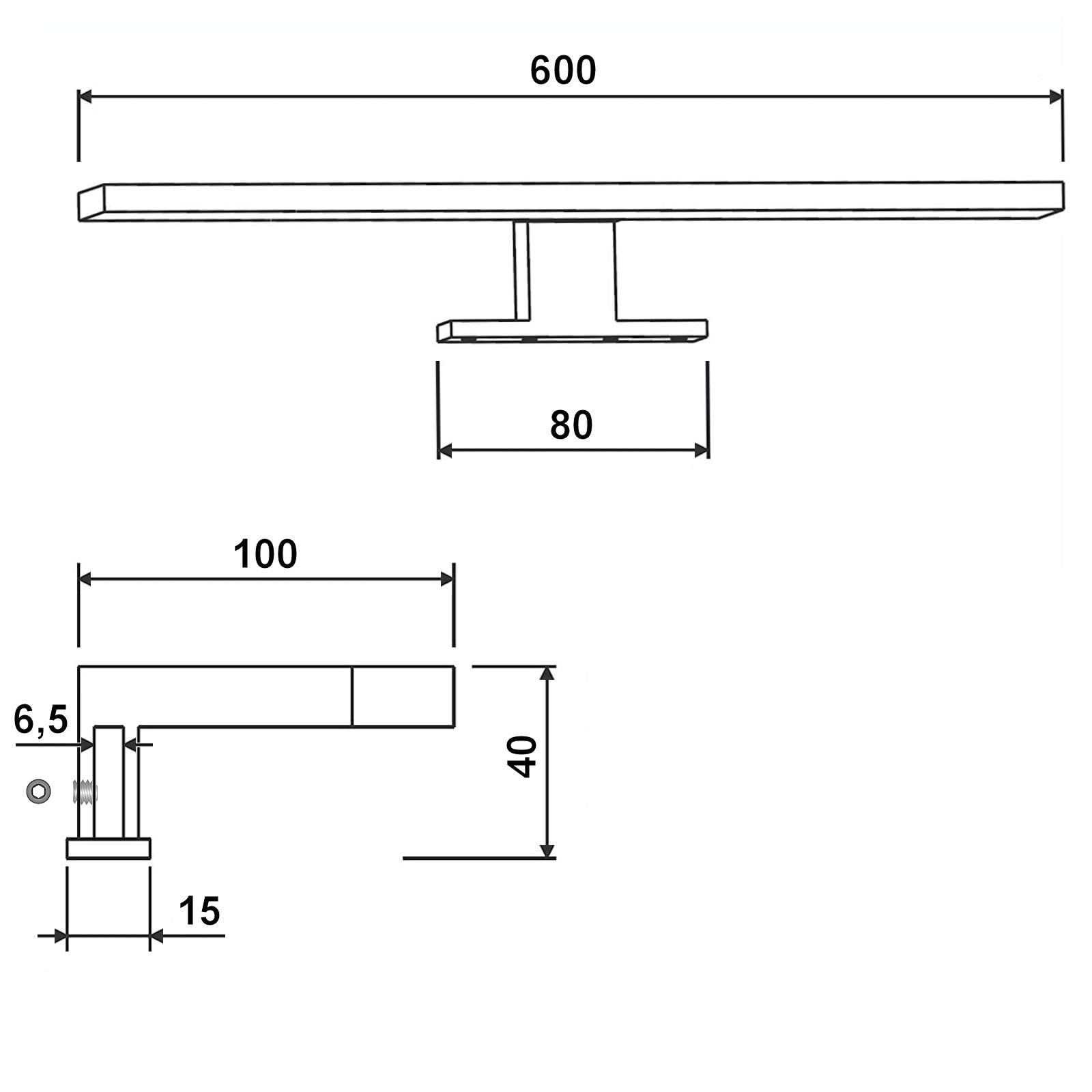 SOTECH LED Aufbauleuchte SKY 600 mm neutralweiß (4000K) 230V / 8W chrom poliert Spiegelleuchte Schrankleuchte Badleuchte