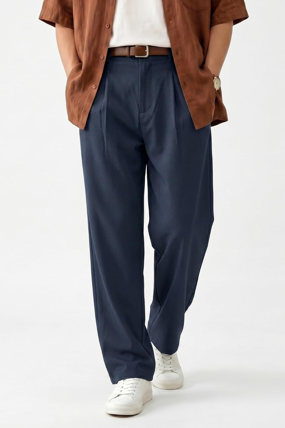 Heyfanee Pantalones chinos para hombre, corte holgado, pantalones ligeros de traje de verano con bolsillos | Lyocell Stoff,Atmungsaktiv,Leicht,Bundfalten,Modern Business