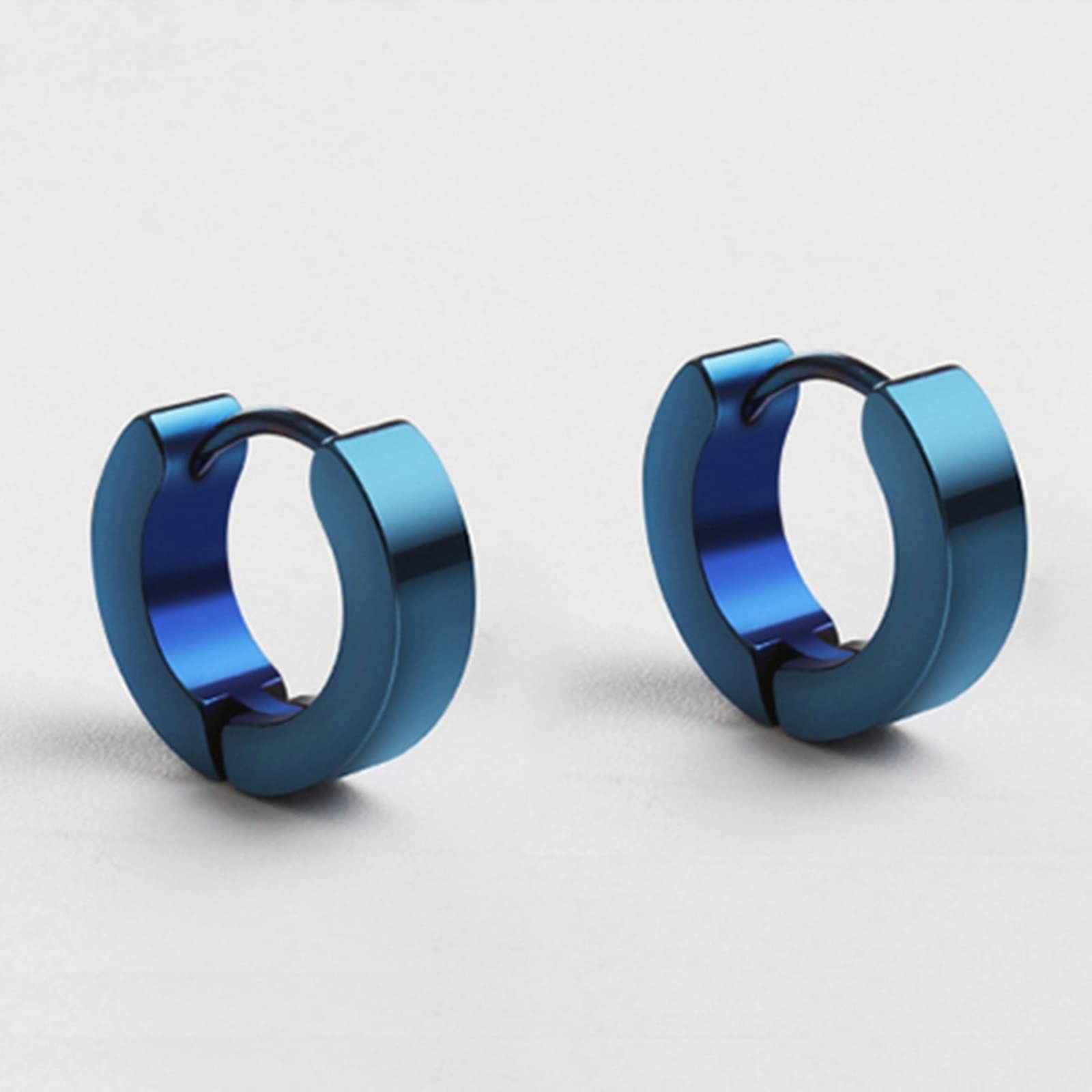Orecchini a cerchio da uomo in acciaio inossidabile, cerchi da donna rotondi argento/nero/blu 4x9MM