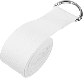TEHAUX Reusable Yoga Stretching Strap White, Compact Multi-purpose Fitness Band for Home Workout, Pilates, Physical Therapy, and Beginner Yoga Stretching