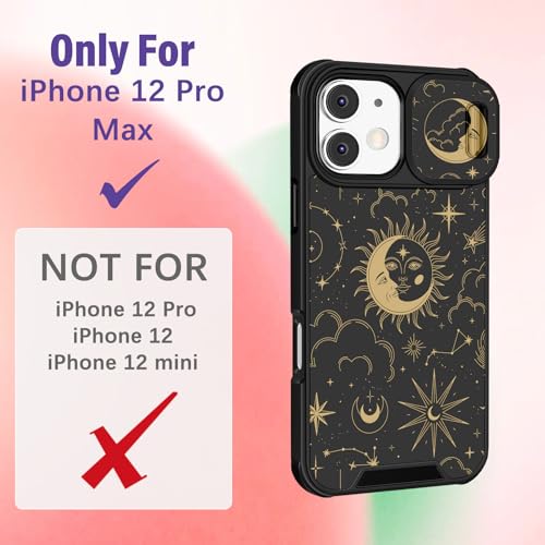 Image of Funermei for iPhone 12 Pro Max Case - Women Girls Cute Phone Cover Girly Pretty Aesthetic Sun Moon Stars Unique Design with Camera Cover Funda for Apple for iPhone 12 Pro Max