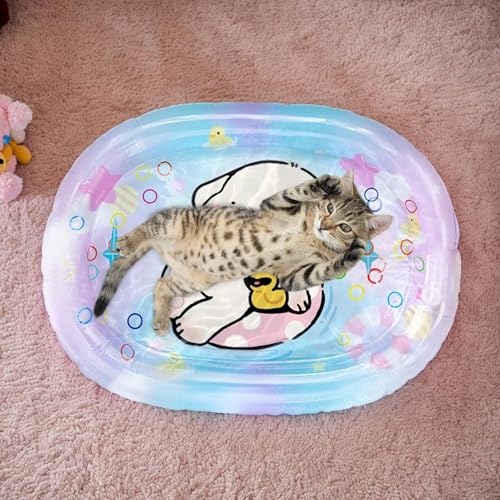 Tapis sensoriel d'eau pour chat rafraîchissant avec pompe de gonflage - 3
