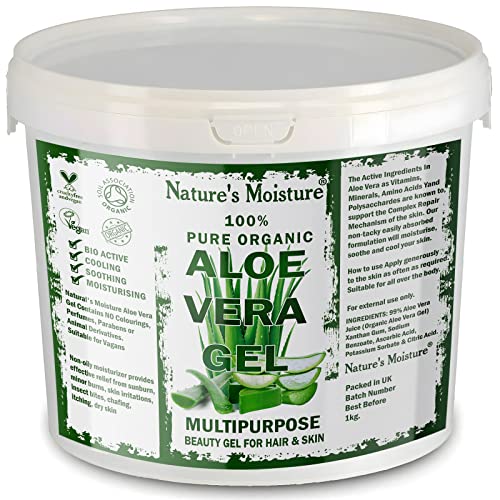 Nature's Moisture Aloe Vera Gel Cruelty Free and Vegan - Cooling, Soothing, Refreshing and Moisturising for All Types Skin & Hair 1Kg