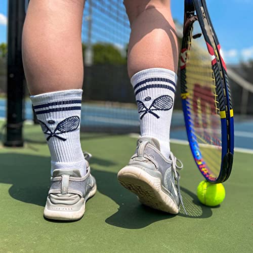 ChalkTalkSPORTS Tennis Performance Crew Socks - Crossed Racquets - Youth & Adult - Multiple Colors - Tennis Mid-Calf Socks4