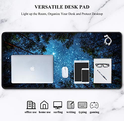Image of Auhoahsil Large Gaming Mouse Pad, Nature Theme XXL 35.4 x 15.7 in Desk Pad Stitched Non-Slip Rubber Long Computer Mousepad Thin Extended Full Size Desk Mat for Desktop Laptop Wireless Mice, Night Sky