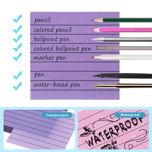 RUISPEED 300 Blatt transparente Haftnotizen 3x3 (7,6x7,6 cm), durchsichtige linierte Klebezettel in mehreren Farben – ideal als Page Marker, für To-Do-Listen & Mitgebsel Kindergeburtstag