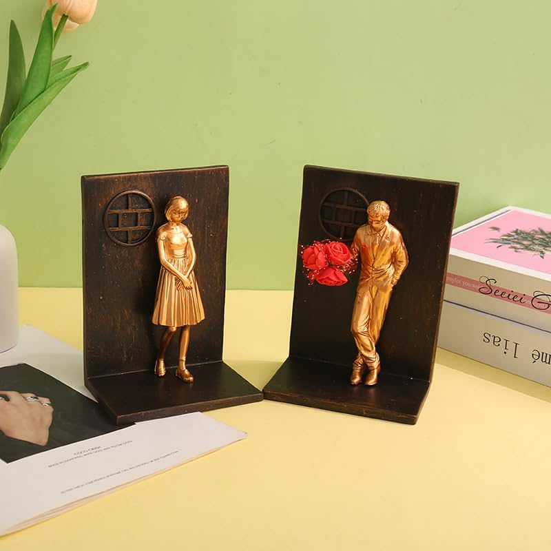 Book Block, Heavy duty Bookends, Decorative Bookends, Anti slip, Ideal for Living Room Bedroom, Office - Image 3