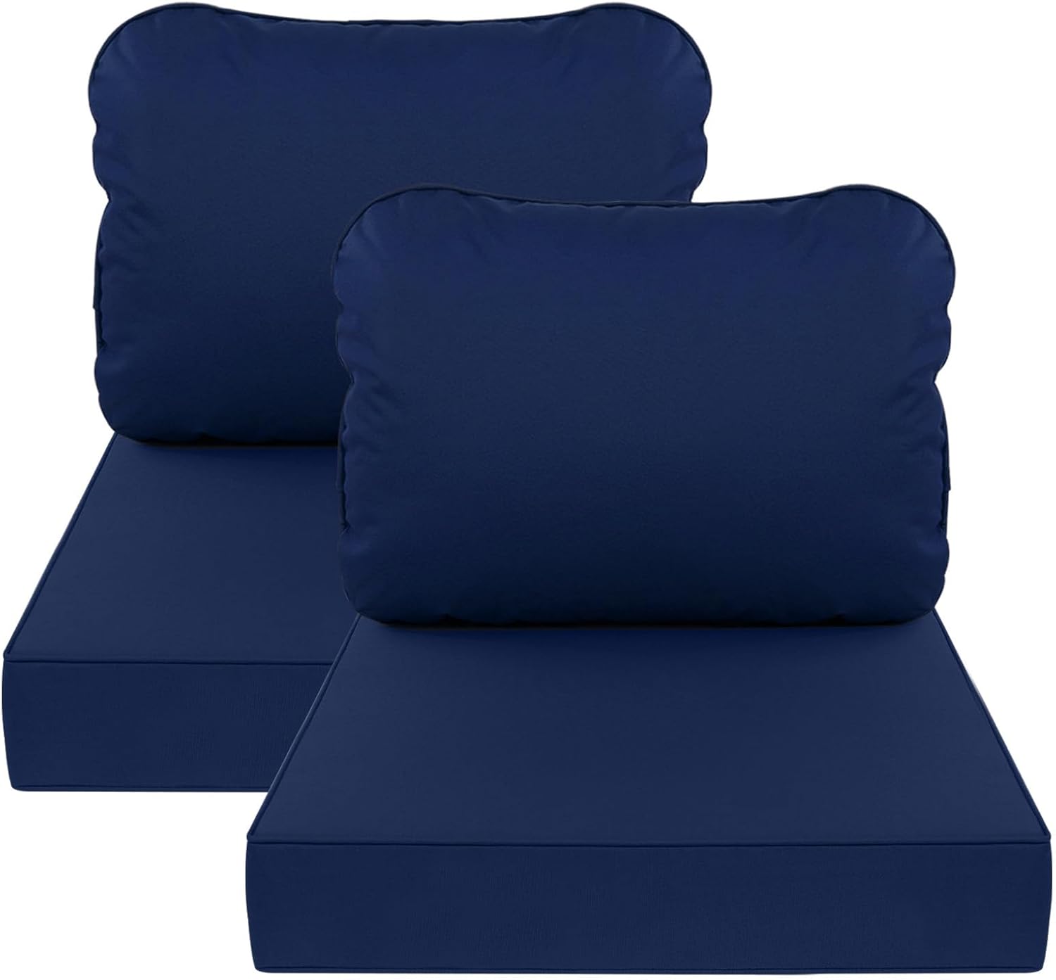 AAAAAcessories Outdoor Deep Seat Cushions for Patio Furniture, Waterproof Replacement Patio Chair Cushions, Set of 2, 25.5 x 25.5 x 5 + 25.5 x 19 Inch, Navy Blue 25.5x25.5-19'' Mid Back-2 Count Navy Blue