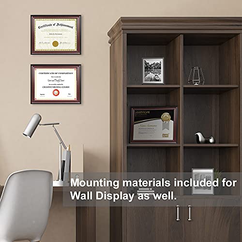 Memory Island 8.5X11 Document Frames,Real Glass Fronts, 4 Pack Certificate Frames For Wall Or Tabletop Display,Diploma Frames For Degree Award,Cherry Wood Grain #TOP3