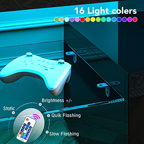 Entrintou Black Modern Led Tv Stand For 55/60/65 Inch Tvs With Led Lights, Entertainment Center With Open Shelves And Large Storage, Universal Tv Table Media Console For Living Room Bedroom #TOP2