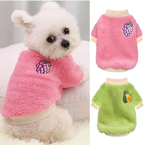 XXS Dog Sweaters for Small Dogs Girl, 2 Pack Warm Fleece Dog Sweater for Winter, Cute Puppy Clothes Small Doggie Coat for Girls