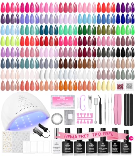Beetles 87pcs Gel Nail Polish Kit with U V Light 55 Colors and Nail Tips