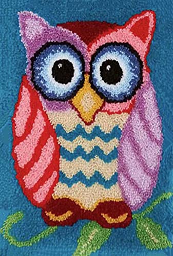 Image of YOOTOM Latch Hook Rug Kit for Adults, DIY Handmade Carpet Crochet Needlework Mat Knotted Cushion Tapestry,Color Owl Pattern Pre-Printed,Embroidery Kits Decoration Festival Gift 20x15in