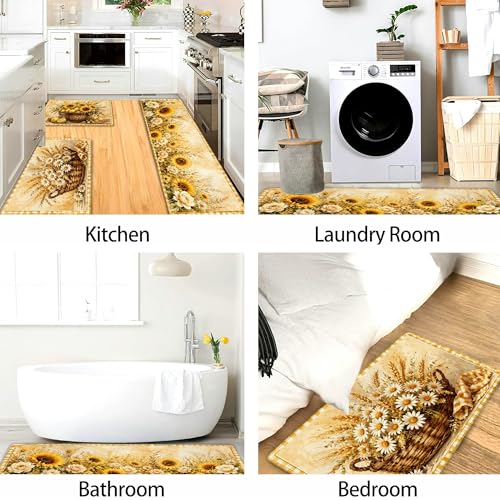 Tapis de cuisine confortable et doux à motif floral rétro