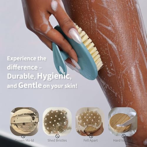 Image of BEAUTAIL Body Scrubber 2 Pack 1 Pack PP Body Brush Grey and 1 Pack Silicone Body Scrubber Black Gentle Exfoliating for Women Men Baby Sensitive Skin
