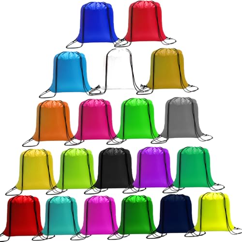 100 Pack Drawstring Backpack in Bulk, Drawstring Gym Bags Bulk, Draw String Backpack for Outdoor Gym Shopping, String Backpacks for Party 20Colors-100Pcs