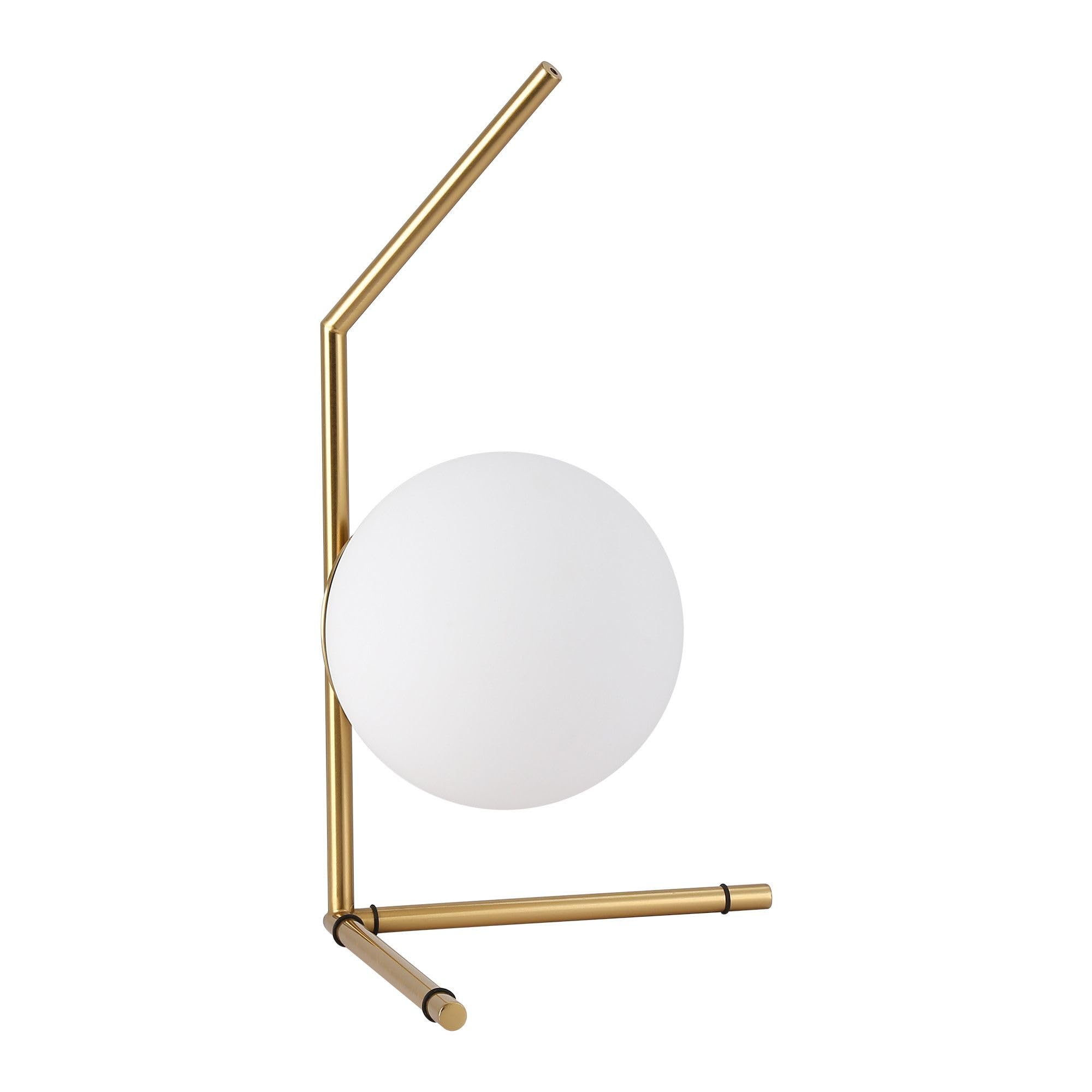 BARCELONA LED Lampada Da Tavolo OCTO Sfera Vetro E27 Oro | Diffusore sferico opalino, alluminio satinato, luce morbida, stile retrò, formato compatto, complemento d’arredo