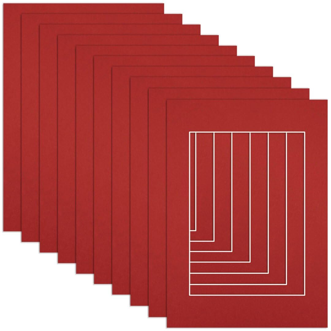 Procut Global A4 Crimson Picture Mounts to Fit A5 Aperture - Precision Cut Cardboard Photo Mount - Ideal for Frames, Prints, Artwork & Certificates - Sizes & Colours Available - 10 Pack โ image 1