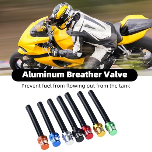Image of 7PCS Breather Hose Gas Fuel Tank Cap, CNC One Way Tank Valve Vent Tube with Aluminum Breather Valve, Universal for 50cc 110cc 70cc 125cc ATV Motorcycle Dirt Pit Quad Bike Motocross