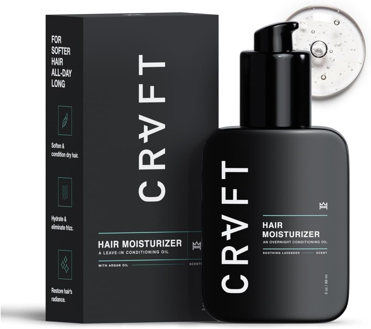 CRVFT Daily Leave in Conditioner For Men [OIL] | 30 Day Supply | Men's Hair Moisturizer | Hair Oil For Men | For Dry/Damaged Hair | Scented | (3oz) AM