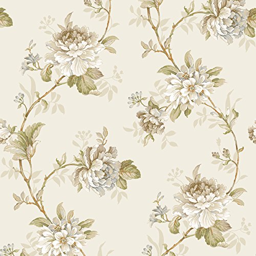 DansLemur 622-4 - Papel pintado TNT con flor rameada, color beige Cover