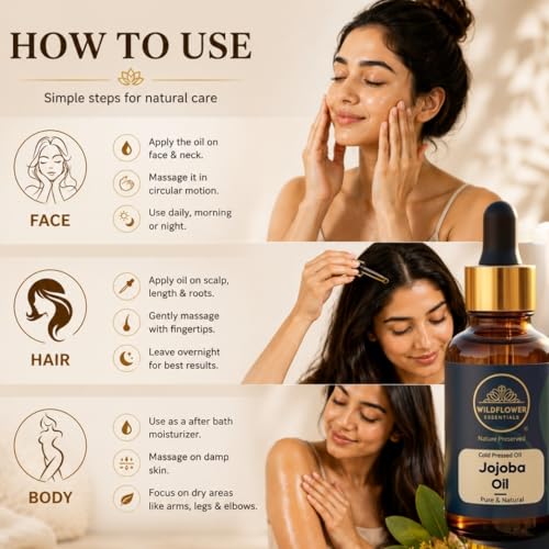 Image of Cold Pressed Jojoba Oil Lightweight Nourishing Moisturizing Formula For All Skin Types, Natural Lip Balm, Makeup Remover, Cuticles (30 ML)