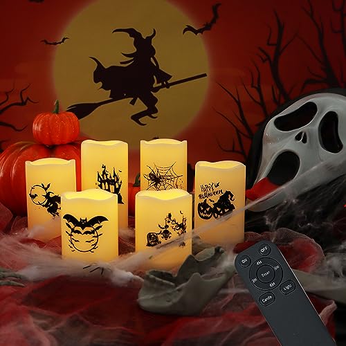 Image of Halloween Outdoor Battery Operated Flameless LED Candles Remote Timer 6 PCS