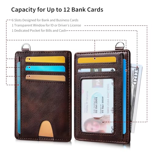Image of Mayski Slim Wallet, Credit Card Holder for Women, Minimalist Front Pocket RFID Blocking Card Cases, Small Wallet Women Men(MF Brown)