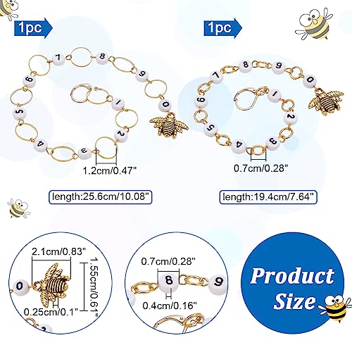 NBEADS 2 Pcs 2 Styles Bees Charm Knitting Row Counter Chains - Image 2