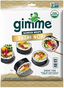 gimMe Organic Roasted Seaweed - Restaurant-style Sushi Nori Sheets - 0.81 Ounce