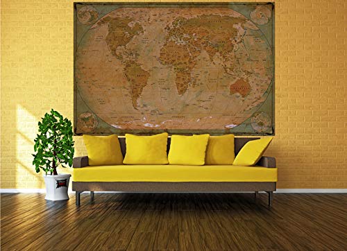 GREAT ART Poster – World Map Antique Style – Picture Decoration Globe Ancient Vintage Card Used Look Atlas Map Old School Image Photo Decor Wall Mural (55x39.4in - 140x100cm) - Thumbnail 4