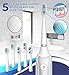 Sonic Electric Toothbrush for Adults with 5 Toothbrush Replacement Heads, 3 Brushing Modes & 2 Minutes Built-in Timer, Travel Toothbrushes with Inductive Charging, Rechargeable toothbrush | White