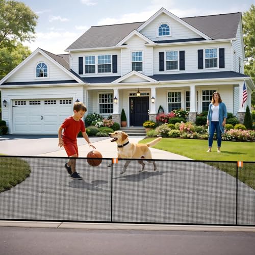 Driveway Net for Kids Safety 28 FT Driveway Safety Net Barrier Stops Basketballs from Rolling into the Street 40 in Tall(Black)