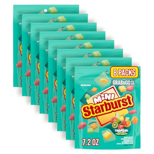 STARBURST Minis Tropical Candy Bulk Candy Bags Of Fruit Chews Snacks 7.2oz - image 1