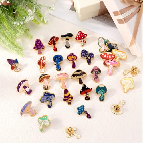 Image of Landical 30 /60 Pcs Cute Enamel Pins Bulk Plant Flower Animal Halloween Gothic Fall Pumpkin Cartoon Lapel Pin Brooches Jewelry Gift for Backpack Clothes Hats Accessories
