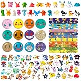 YFCHOTI Mitgebsel Kindergeburtstag, 98pcs Geburtstag Gastgeschenke Mitbringsel Set mit Minifiguren Schnapparmbänder Button-Abzeichen Aufkleber, Party Kleine Geschenke Give Aways für Jungen Mädchen