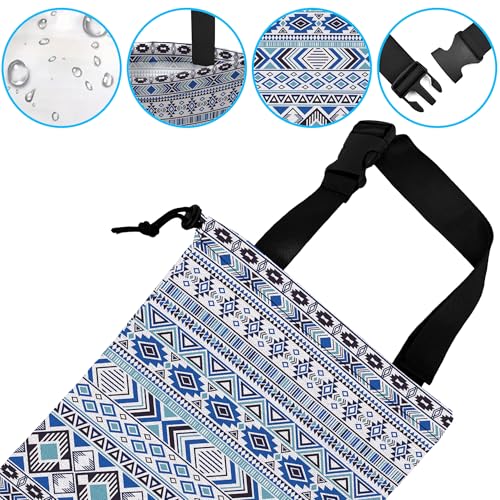 Image of Car Trash Bag Hanging Sprites Tribal Motifs Car Trash Can Waterproof Garbage Bag Hanging for Car Back Seat with Adjustable Straps and Drawstring for Car Accessories Vehicle Travelling