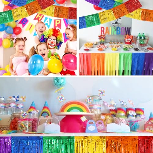 Image of BEISHIDA 3 Packs Metallic Foil Fringe Garland Colorful Wall Hanging Tinsel Fringe Banners for Car Floats Bridal Shower Wedding Birthday Easter Graduation Holiday Party Decoration(30 Feet)