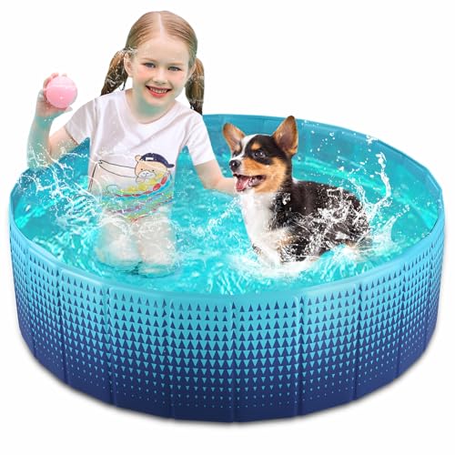 Jasonwell Foldable Dog Kiddie Pool - Hard Plastic Kids Paddling Pool Toddler Baby Swimming Pools for Backyard Collapsible Whelping Box Pet Doggie Cats...