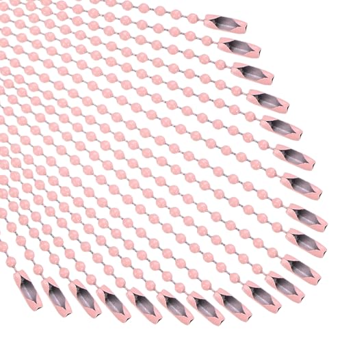 M METERXITY 50 Piezas De Cadena De Cuentas Esféricas 4.7 Pulgadas Collar Ajustable Con Conectores Para Fabricación De Joyas/Manualidades/Decoración Colgante Cadena [Rosa]