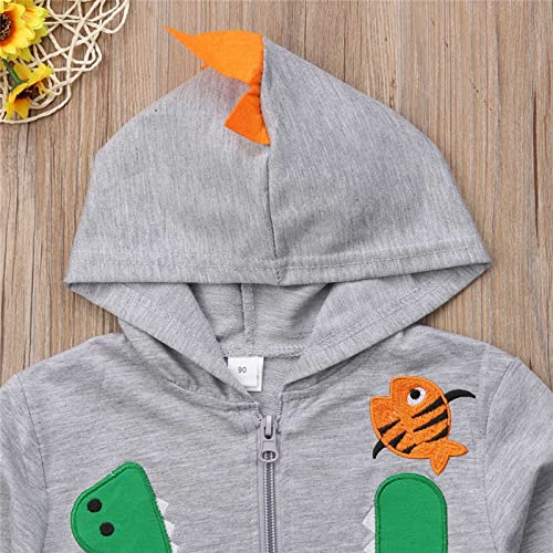 Boys Hoodie Long Sleeve Personality Cute Cartoon Embroidered Casual Jacket Elegant Retro Classic (>2-Grey, 4-5 Years)4