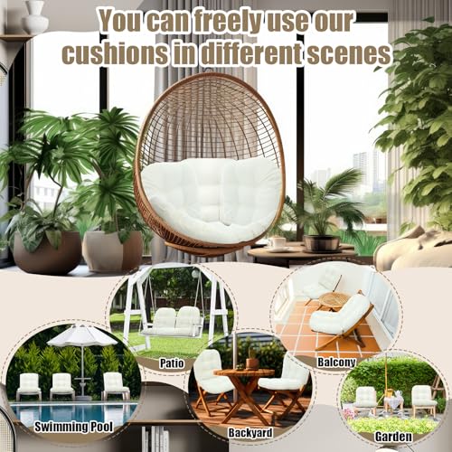 Wenqik 7 Pcs Outdoor Wicker Chair Cushions Set with 1 Loveseat Cushions 44 x 19 in Weatherproof & 6 U Shaped Cushions for Wicker Patio Furniture Porch Swing Bench Seat Sofa Couch(Beige)