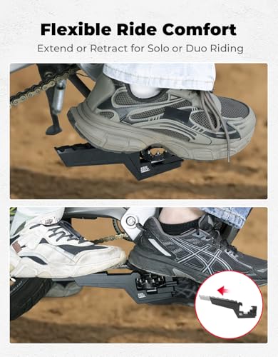 Image of KEMIMOTO Extendable Universal Motorcycle Passenger Footpegs Fits for Surron | for Soleil01 Duke 390 R1250GS Tenere 700 KLX 300 Talaria Foot Pegs Adventure Enduro Dirt Bike Footrest Passenger Pedals