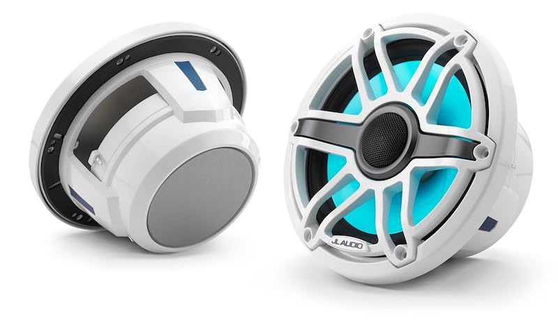M6 Series 7.7 Marine Coaxial Speakers w/Gloss White Sport Grille Transflective LED Lighting - M6-770X-S-GwGw-i [010-03074-00]
