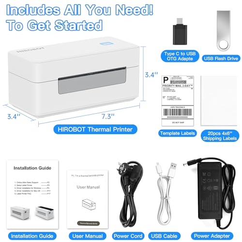 HIROBOT 2024 Newest Thermal Label Printer | 203 DPI Barcode Label Printer | 4×6" Shipping Label Printer | 152mm/s High Speed Print | Compatible... - Image 6